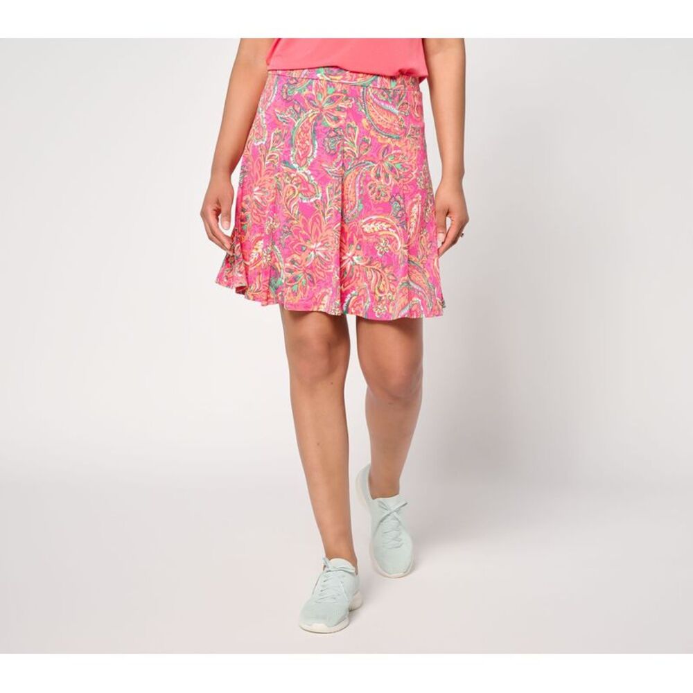Susan Graver Women's Petite Skirt PL Printed Liquid Knit Multi-colored A692190